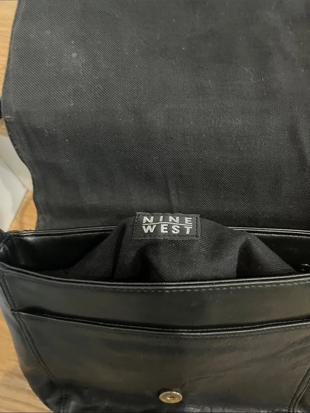 Nine West Black Leather Messenger Bag